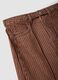 Braun gestreifte Wide-Leg-Hose aus reiner Baumwolle_5