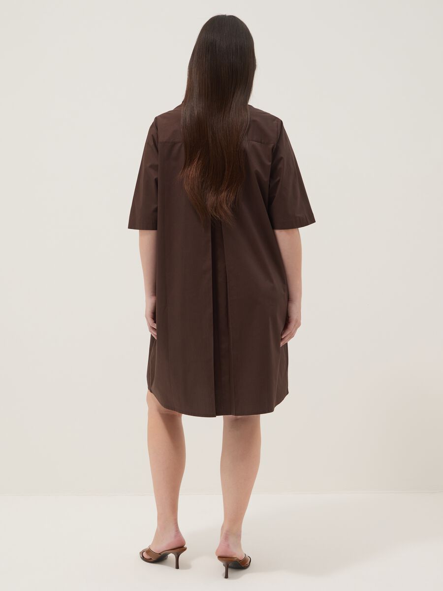 Brown pure cotton shirt dress_4