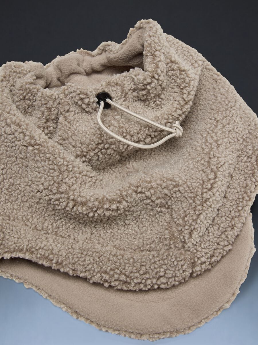 Beige teddy-effect neck warmer with drawstring ALTAVIA WITH DEBORAH COMPAGNONI_1