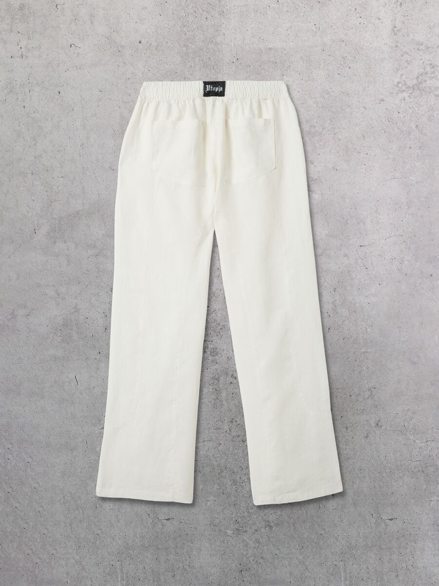 100% Linen Wide-Leg Trousers White_5