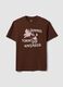 Braunes Jersey-T-Shirt aus reiner Baumwolle mit Schriftzug, Regular Fit_4