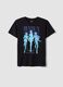 Black pure cotton T-shirt with K-Pop Demon Hunters print, oversized fit_4