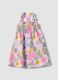 Pink pure cotton dress with tropical print_0
