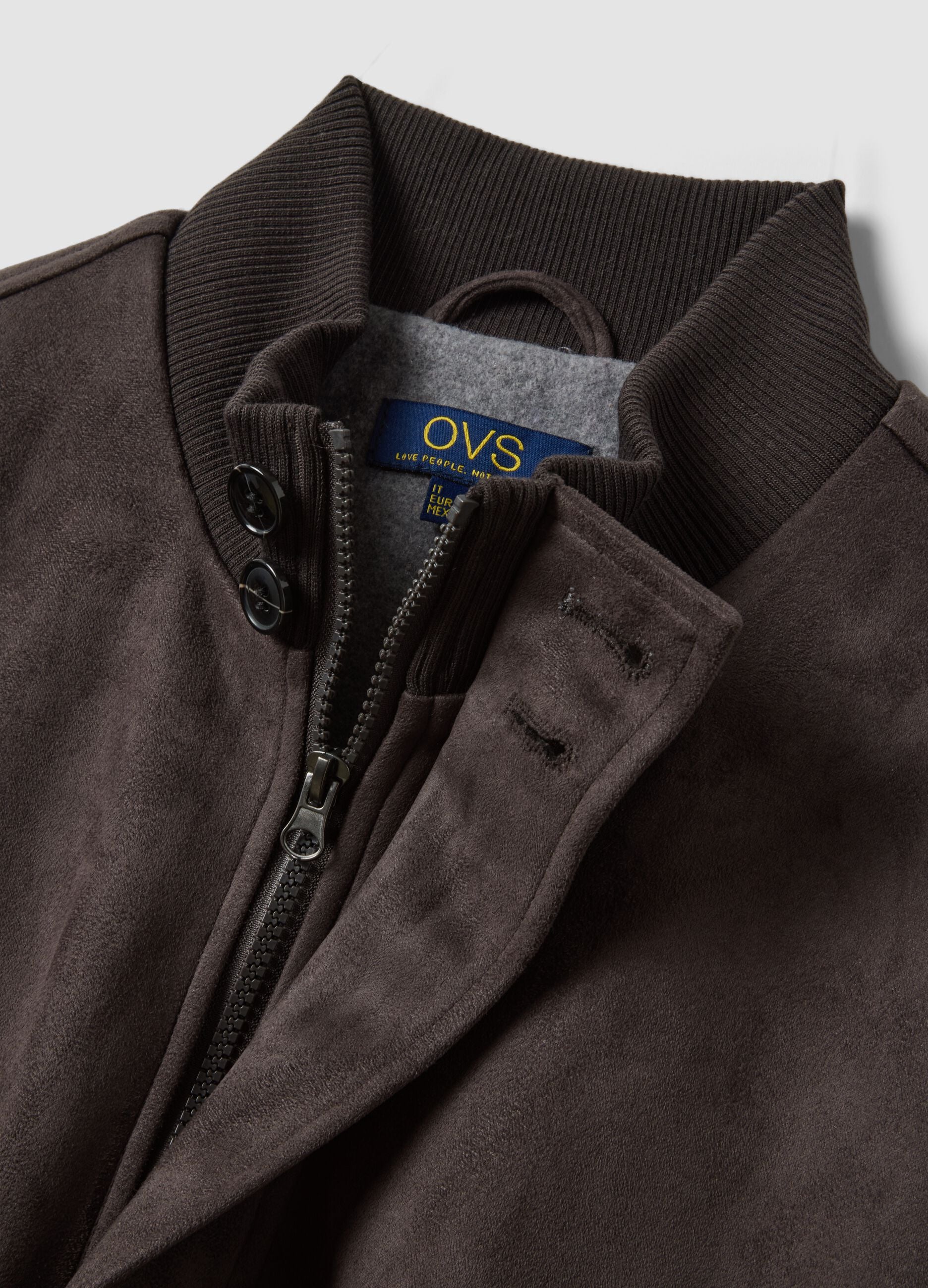 Brown regular-fit jacket with zip