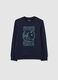 Boys' blue pure cotton sweatshirt regular fit_3