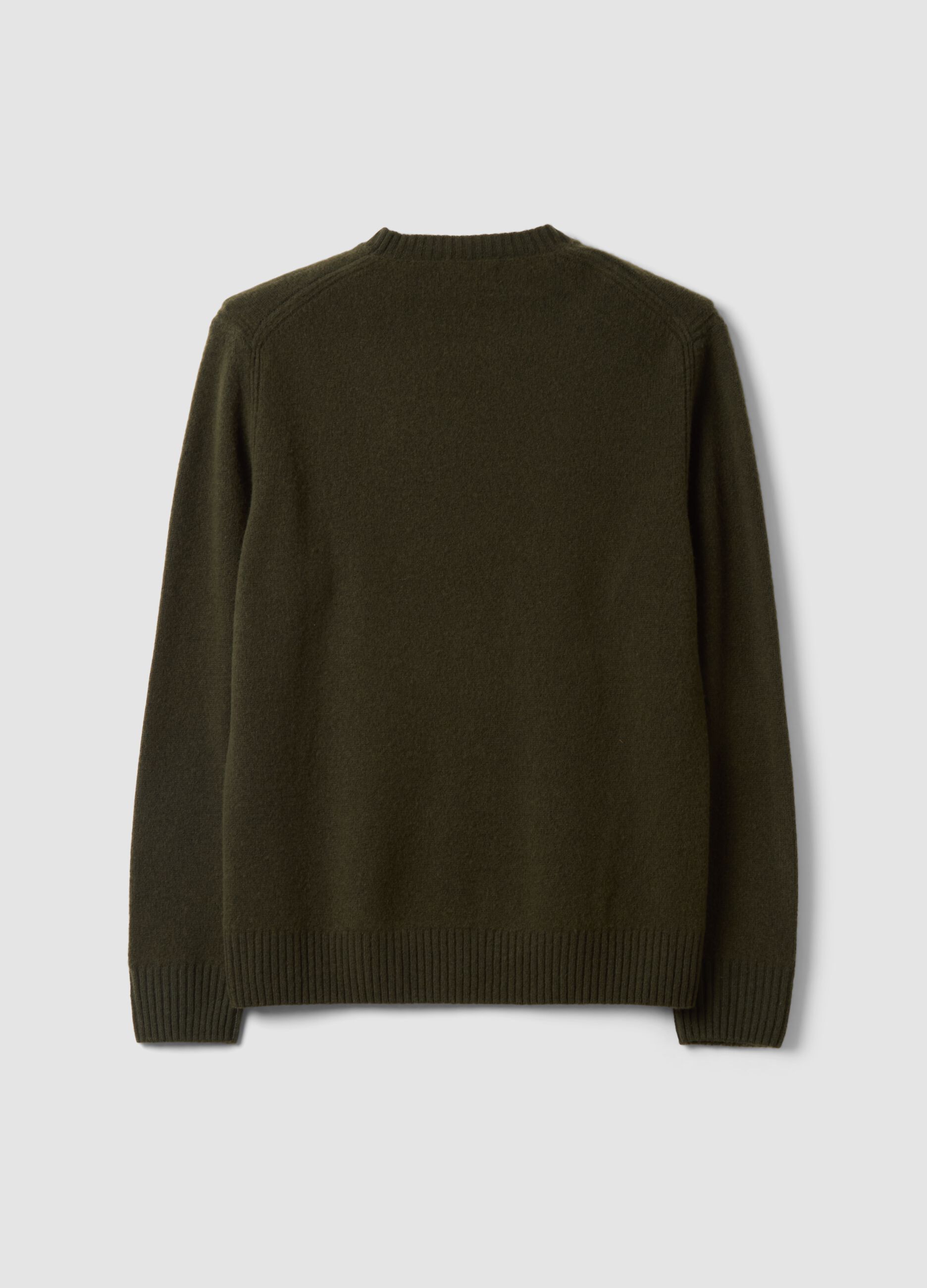 Green crew-neck wool-blend jumper, regular fit