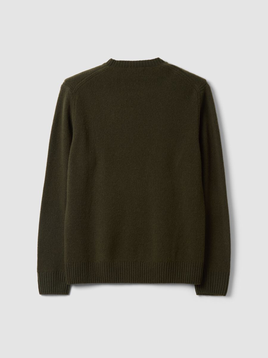 Green crew-neck wool-blend jumper, regular fit_2