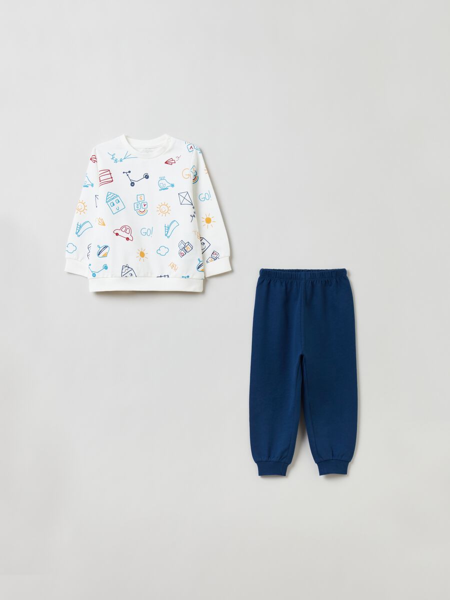 Pijama largo de algodón con estampado_0