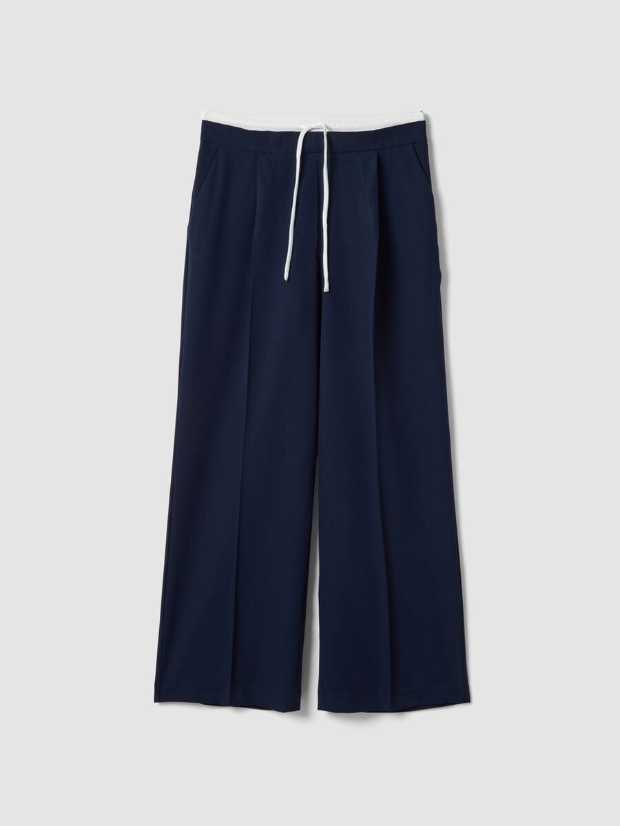 Blue regular fit jogger trousers with elasticated waist_4