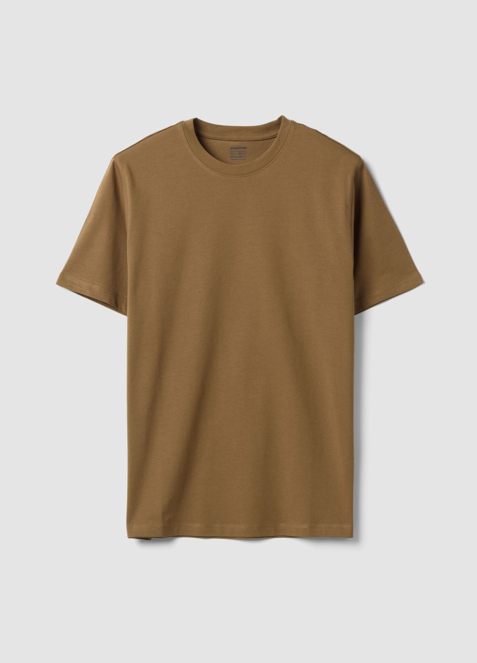 T-shirt marrone in puro cotone organico jersey regular fit