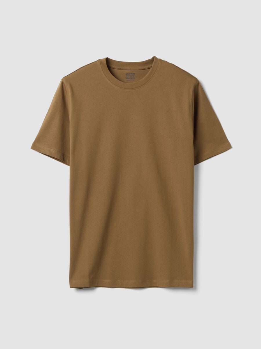 T-shirt marrone in puro cotone organico jersey regular fit_0