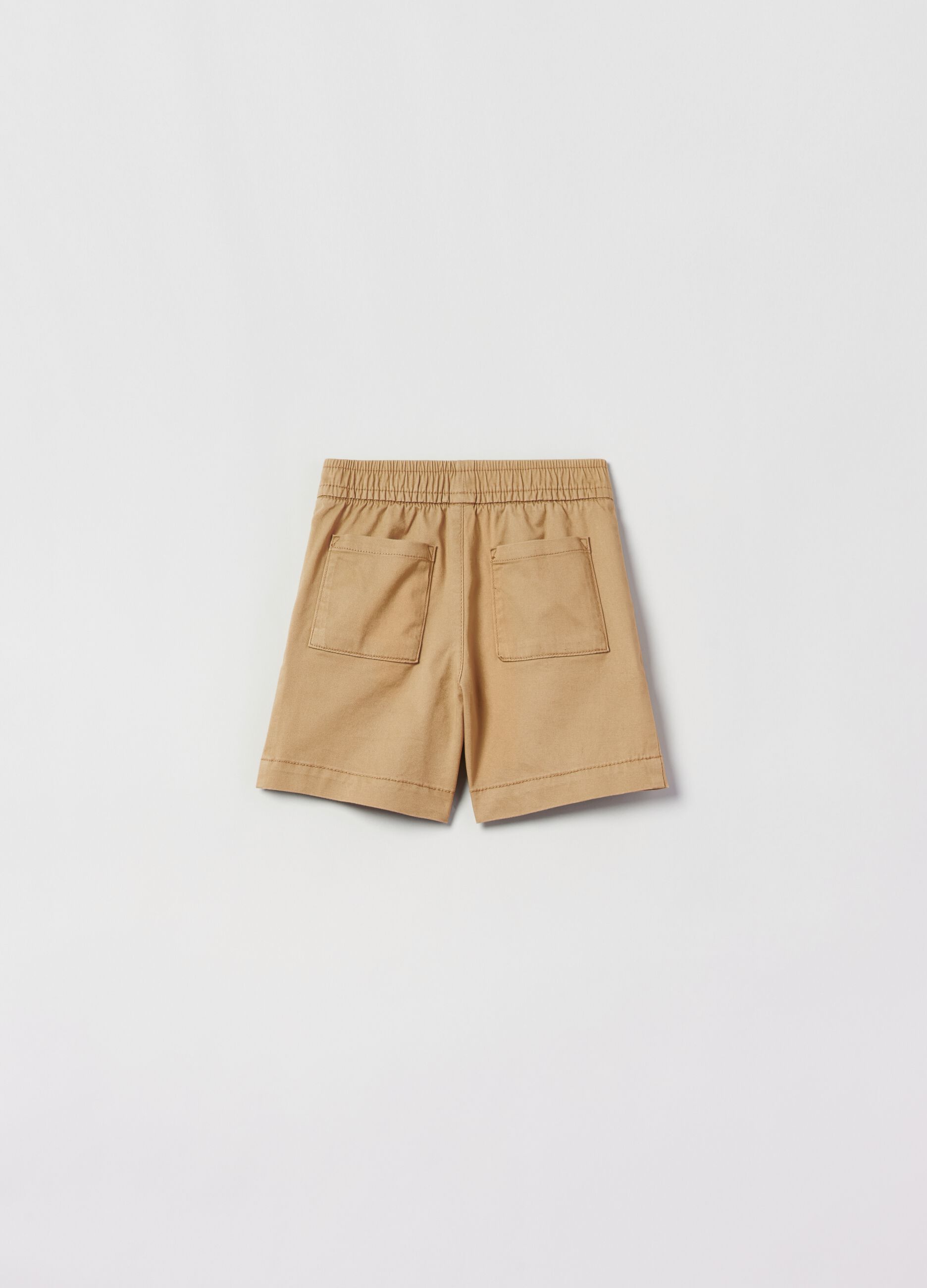 Stretch cotton shorts with drawstring