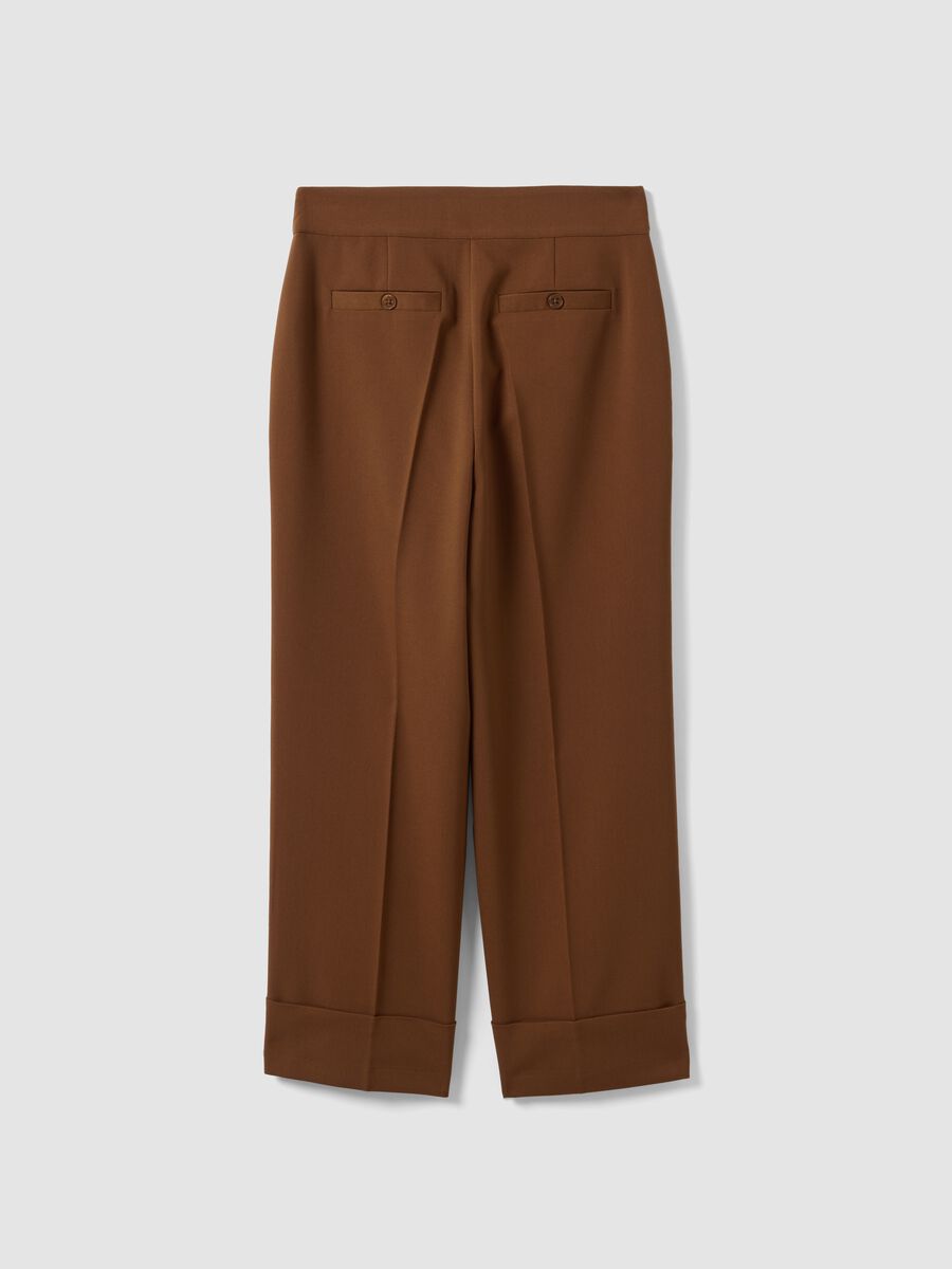 Brown stretch viscose formal trousers, straight fit_2