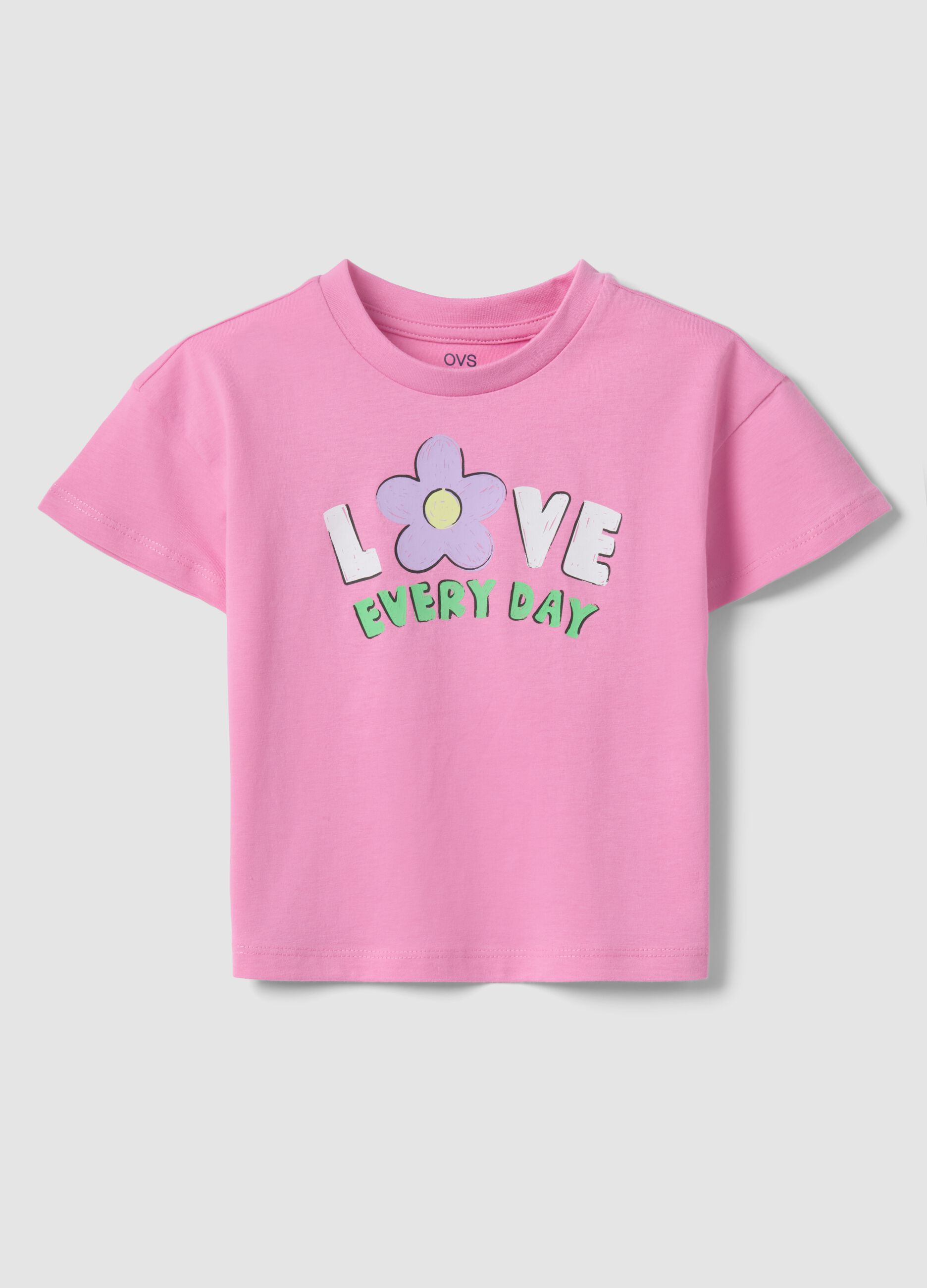 Girl's regular fit pink pure cotton T-shirt with print