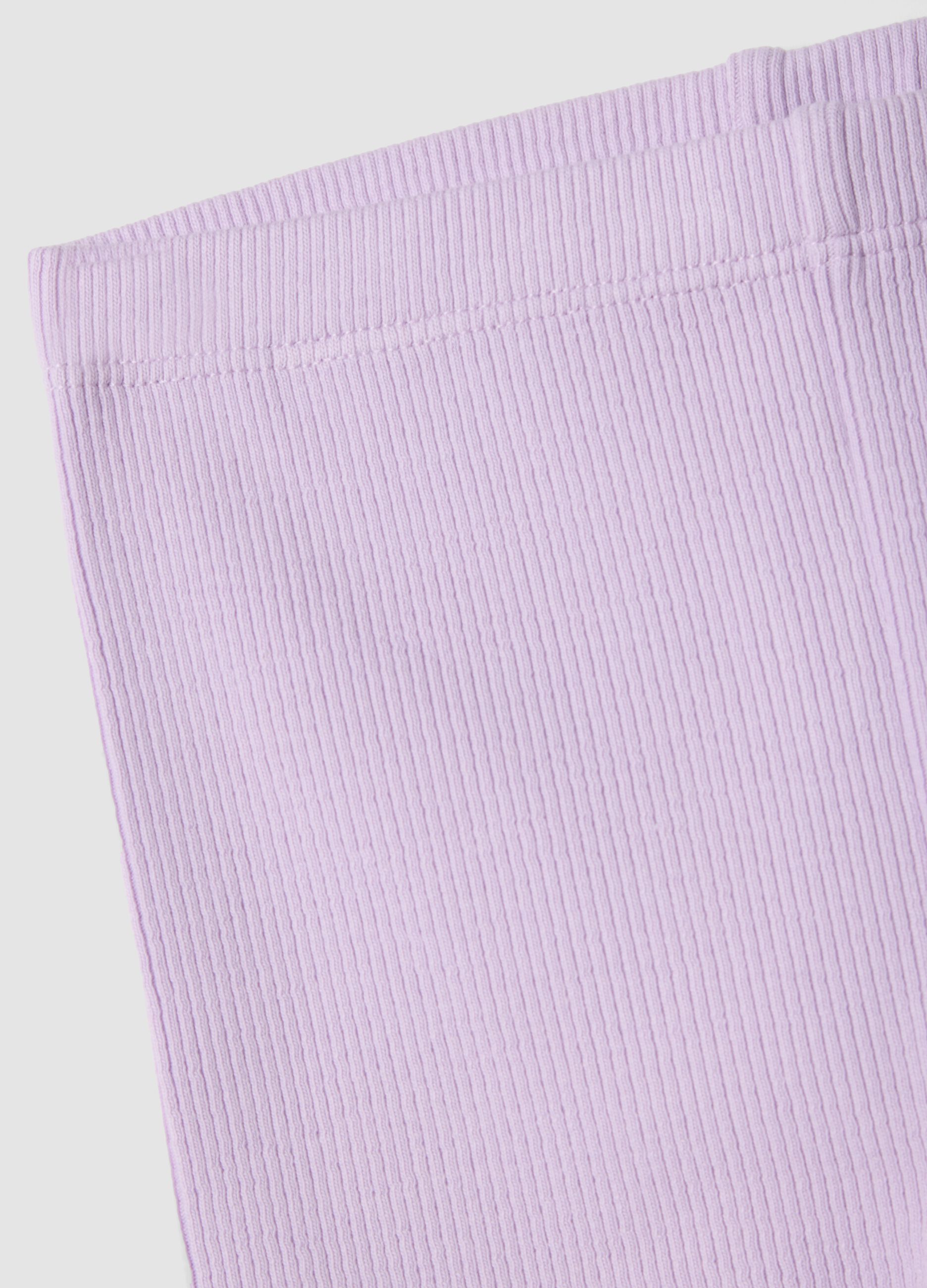 Purple ribbed stretch-cotton shorts for baby girls, regular fit
