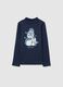 Girls' blue regular fit pure cotton t-shirt with print_0