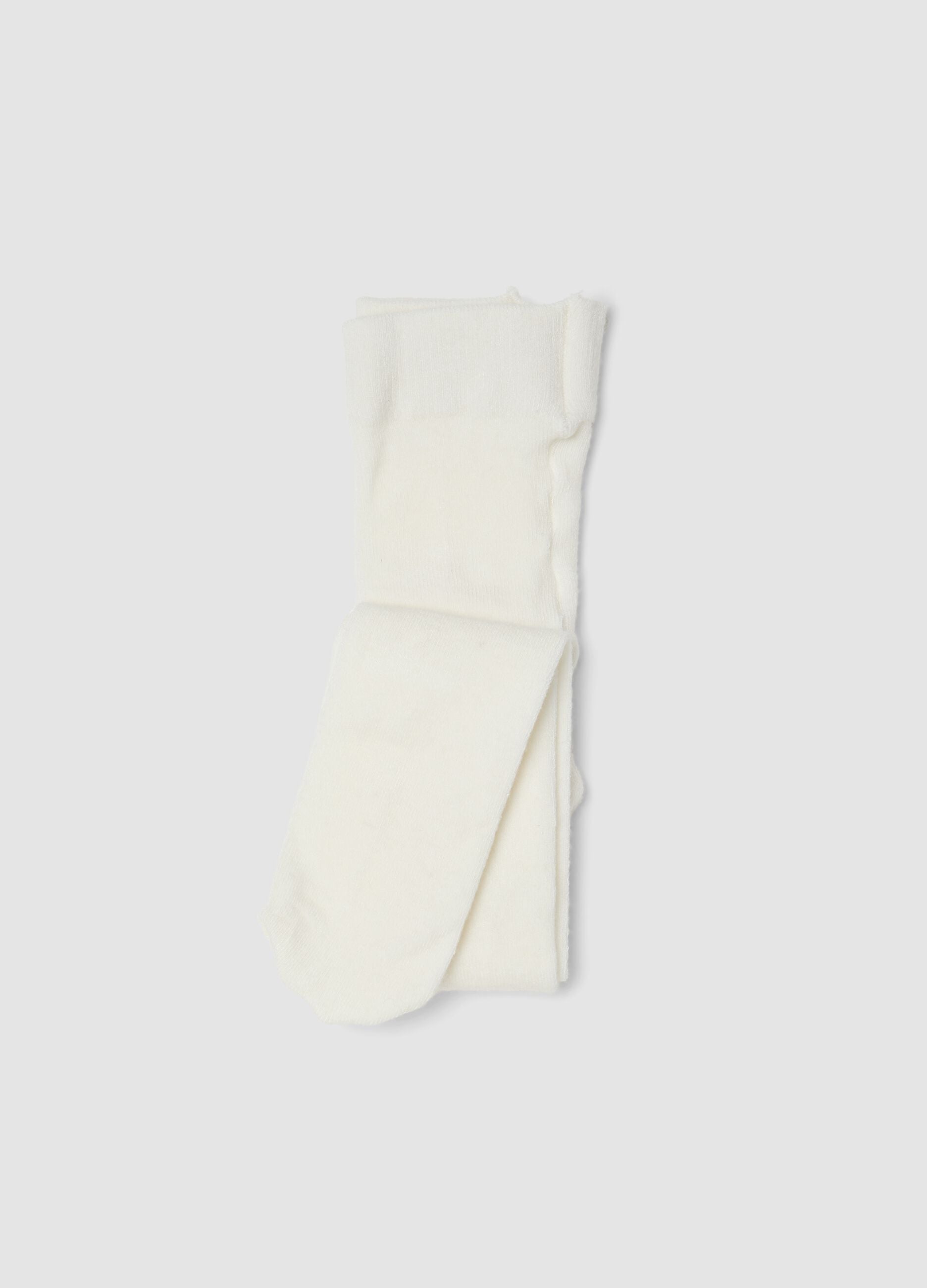 Collants brancos para beb&eacute; em viscose e caxemira el&aacute;sticos