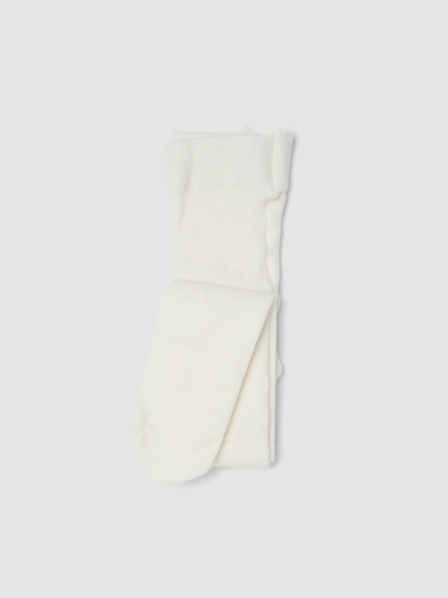 White stretch viscose and cashmere baby tights_0