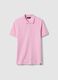 Short-sleeve polo in pure pink cotton regular fit_4