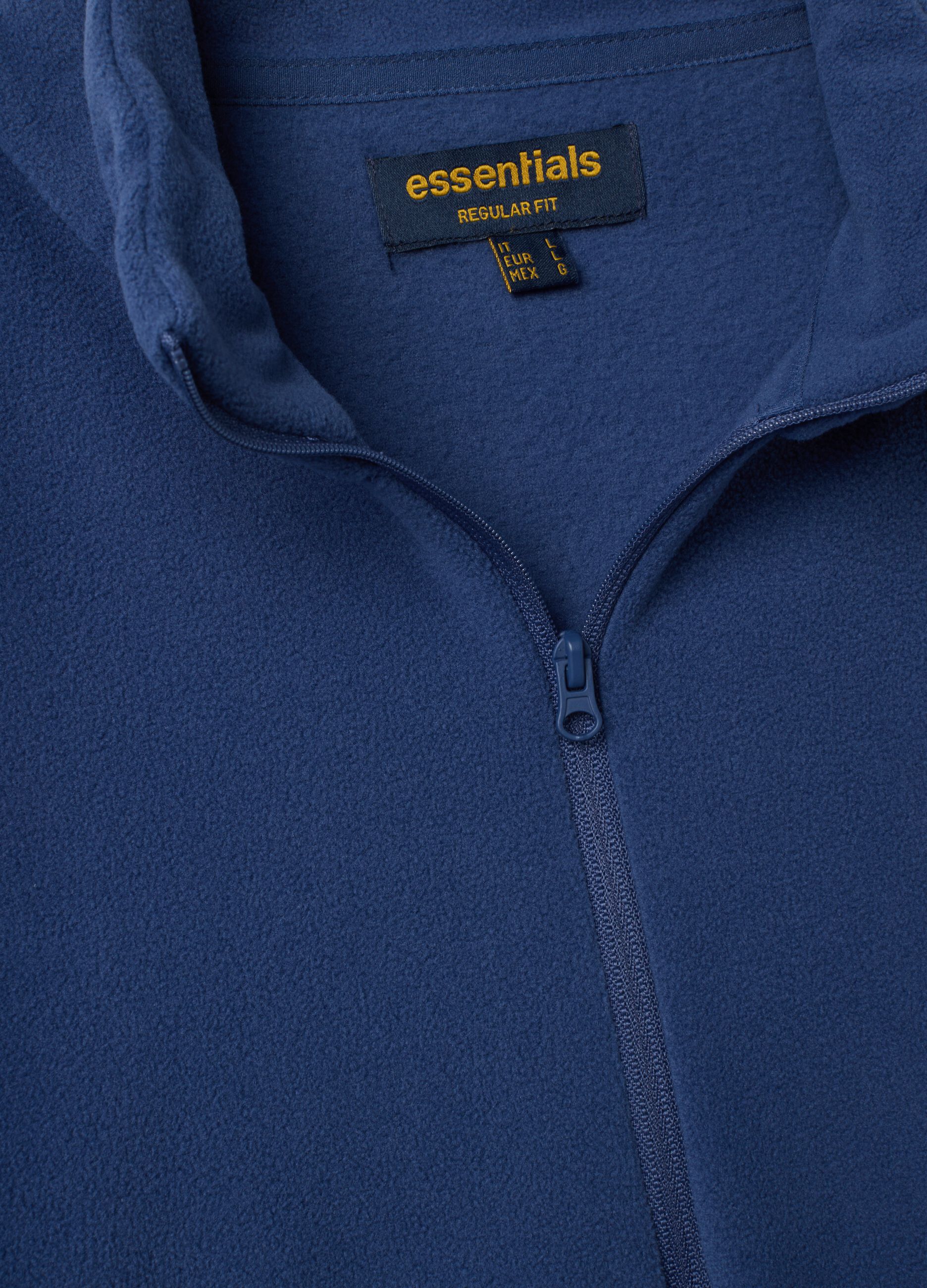 Felpa blu half zip regular fit in pile