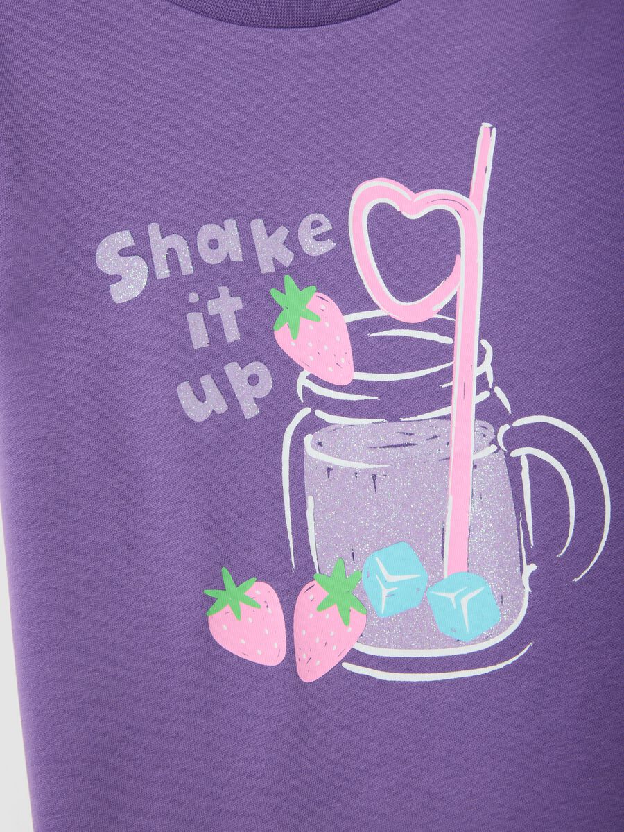 Girls' regular fit purple pure cotton t-shirt with print_3