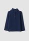 Maglia blu notte in cotone organico elasticizzato girocollo_1