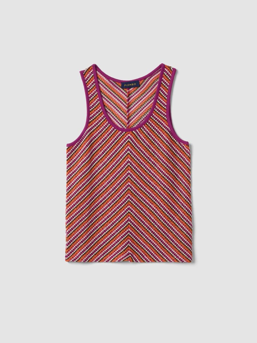 Multicolour crochet tank top in stretch fabric, regular fit_4