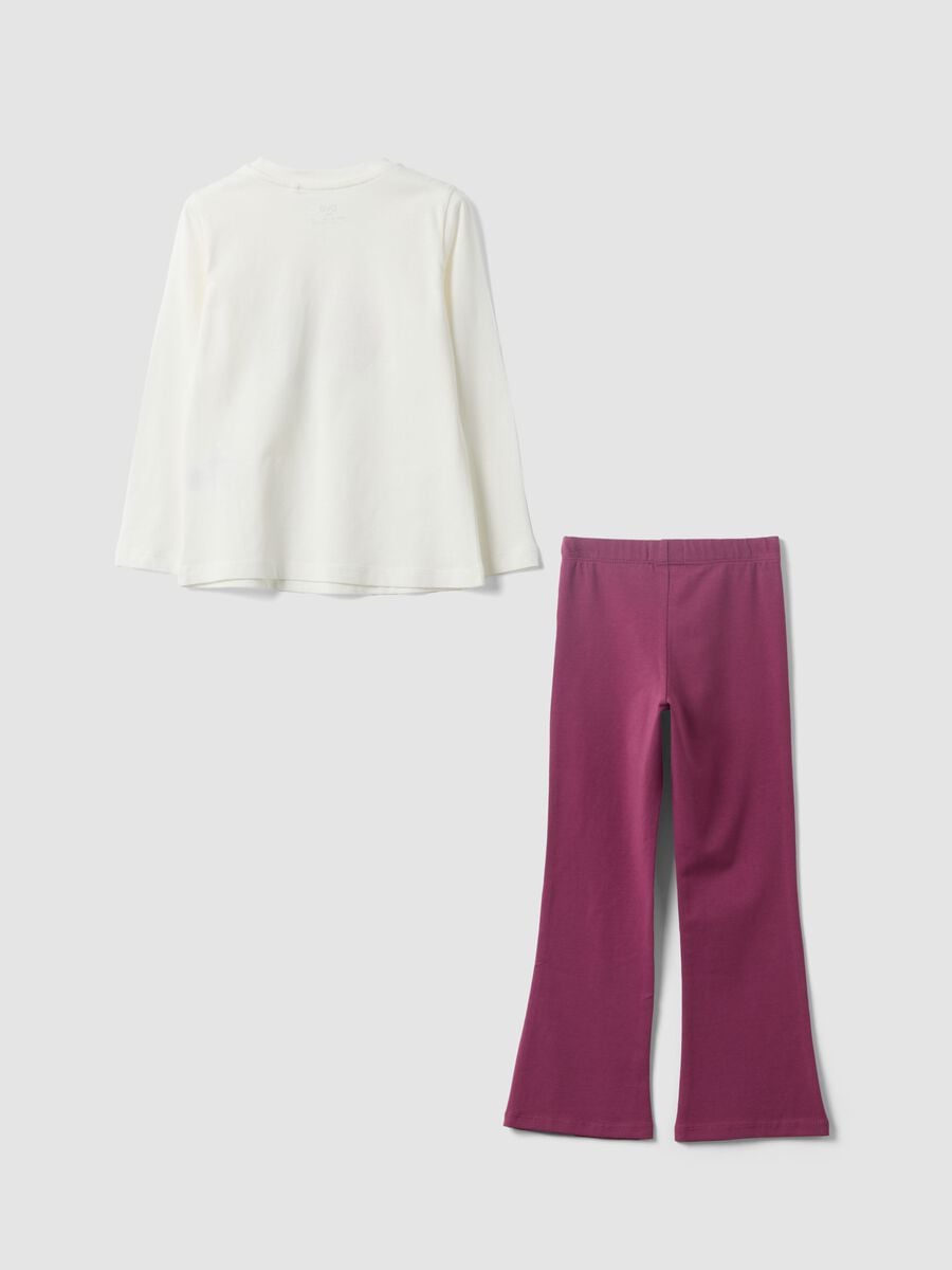 Conjunto de fato de treino branco e rosa em algod&atilde;o puro com estampado de gatinho para menina_1