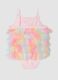 Pink one-piece swimsuit with tulle frills for baby girls_1