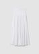 Long white pure cotton skirt with elasticated waist and sheer detailing_4