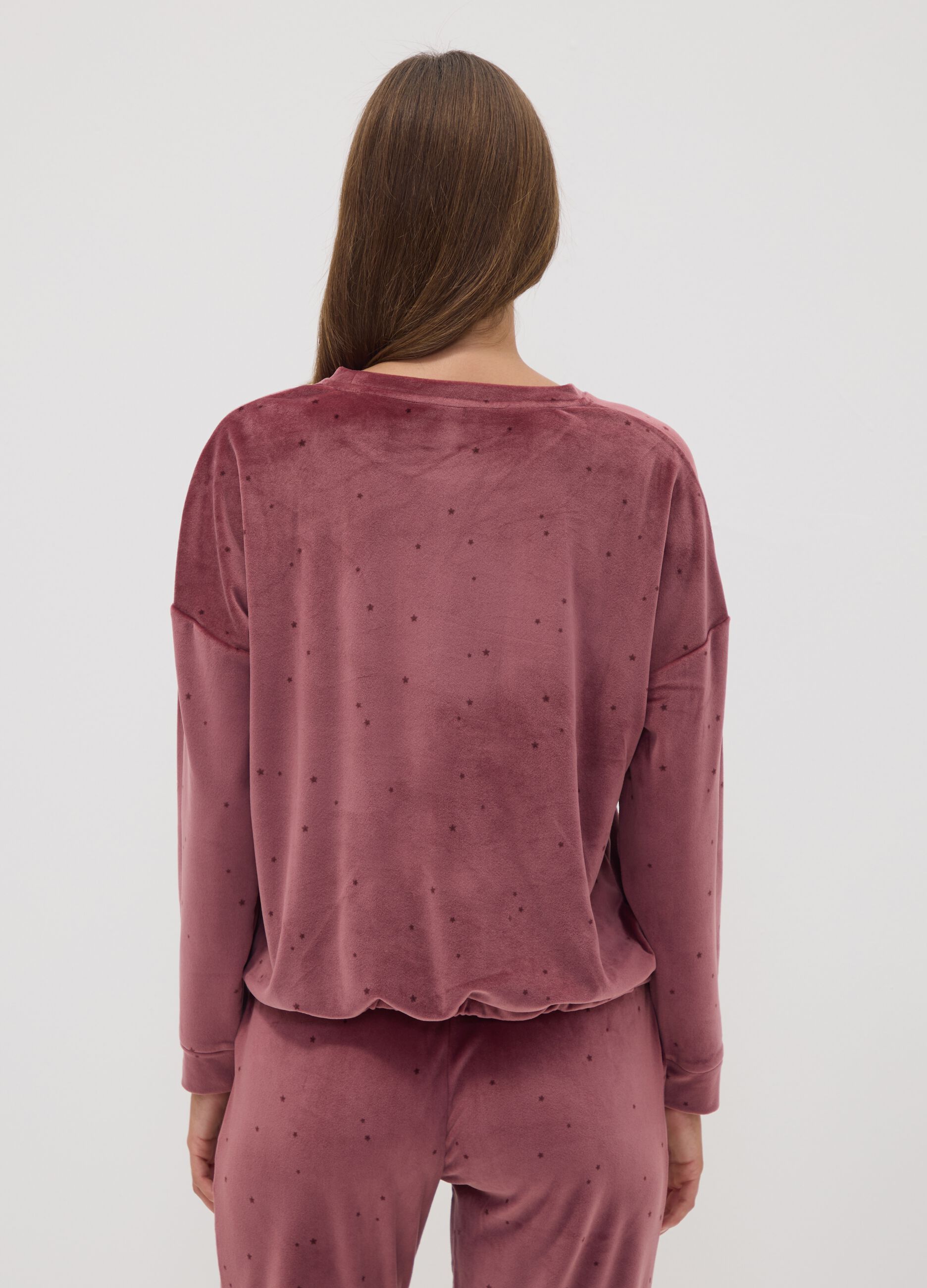 Rosafarbenes Pyjama-Sweatshirt aus Stretchmaterial mit Sternchen