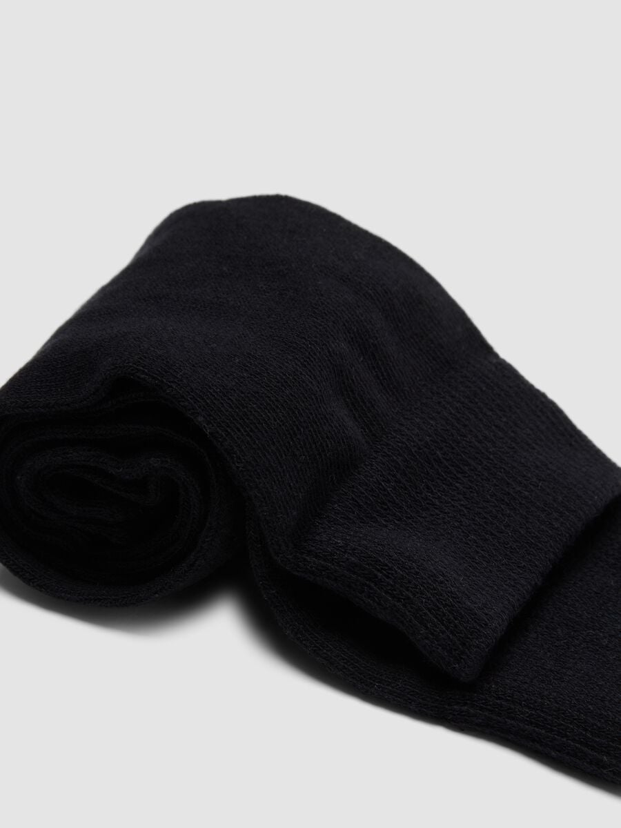 Pack of five black mid-calf socks in stretch organic cotton_1