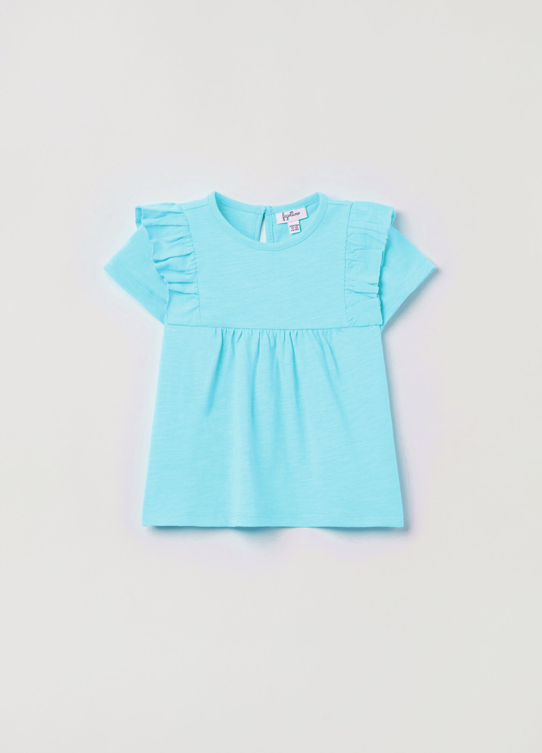 Cotton T-shirt with frills