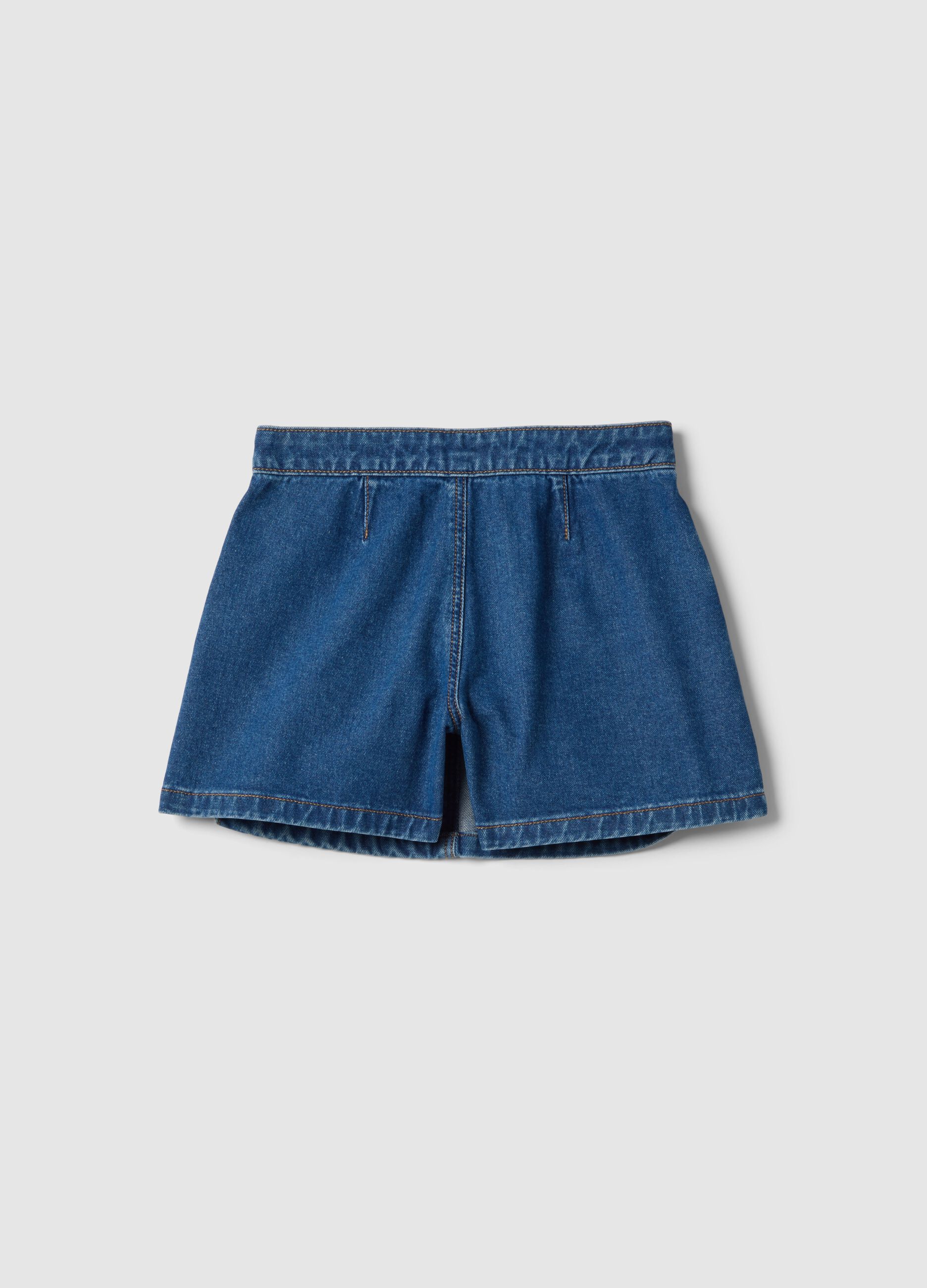 Girl's blue denim pure cotton regular fit skirt