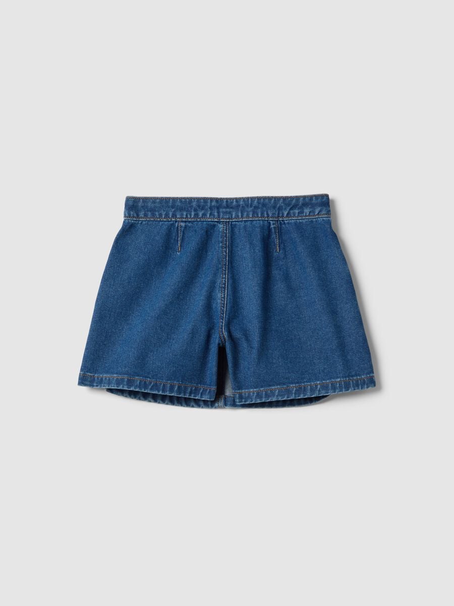 Girl's blue denim pure cotton regular fit skirt_4