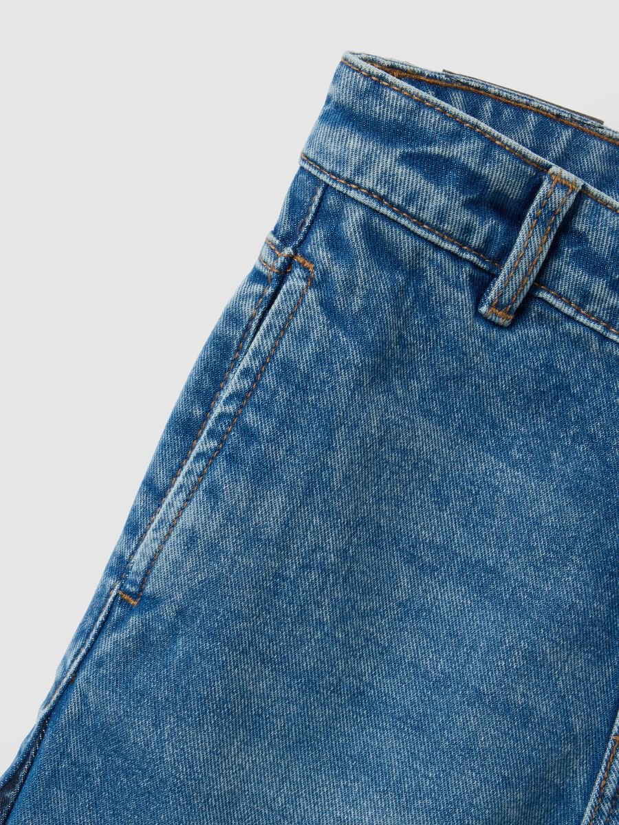 Girls' Wide Leg Blue Pure Cotton Jeans_4