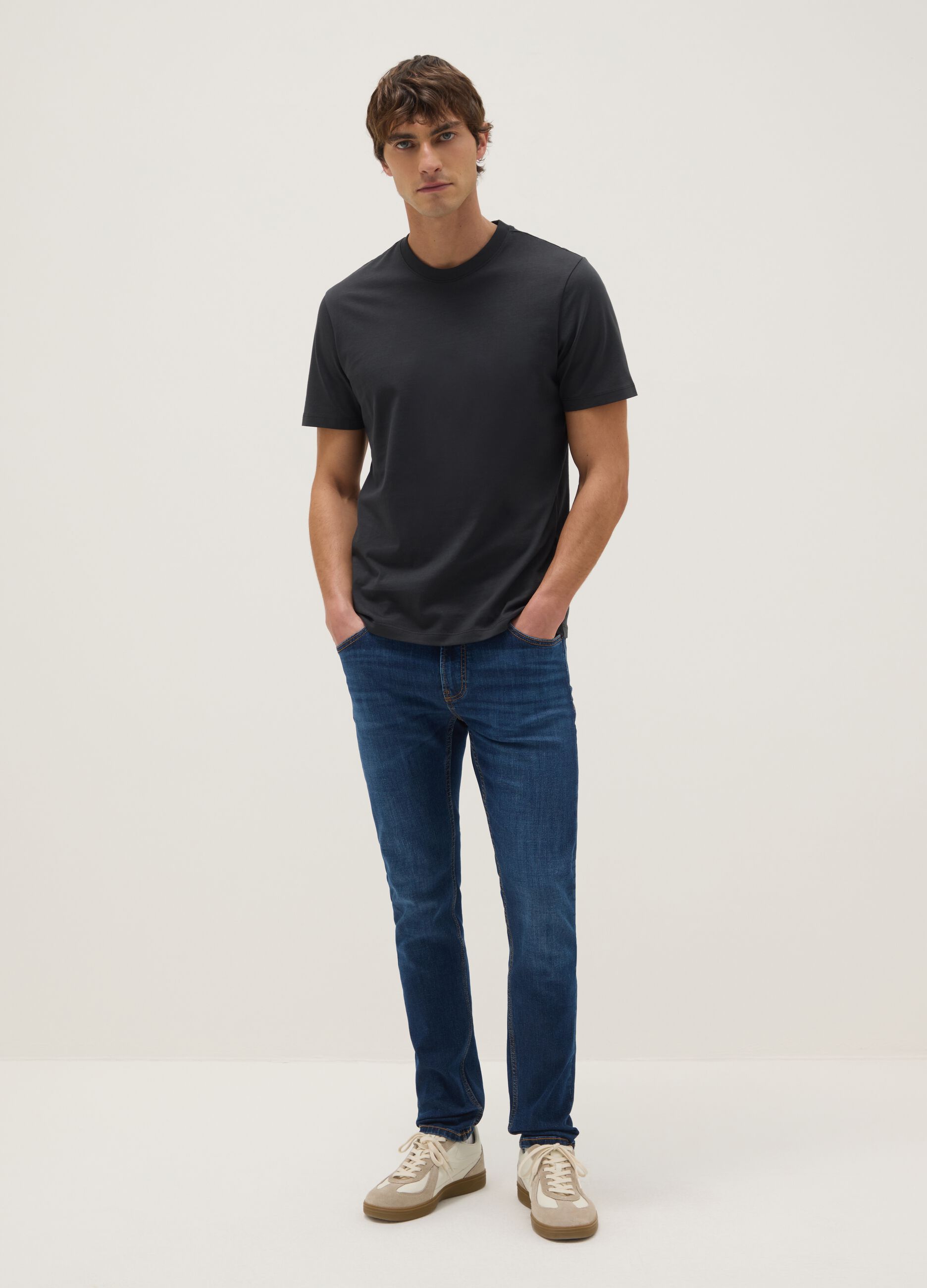 Jeans blue skinny fit de algod&atilde;o el&aacute;stico