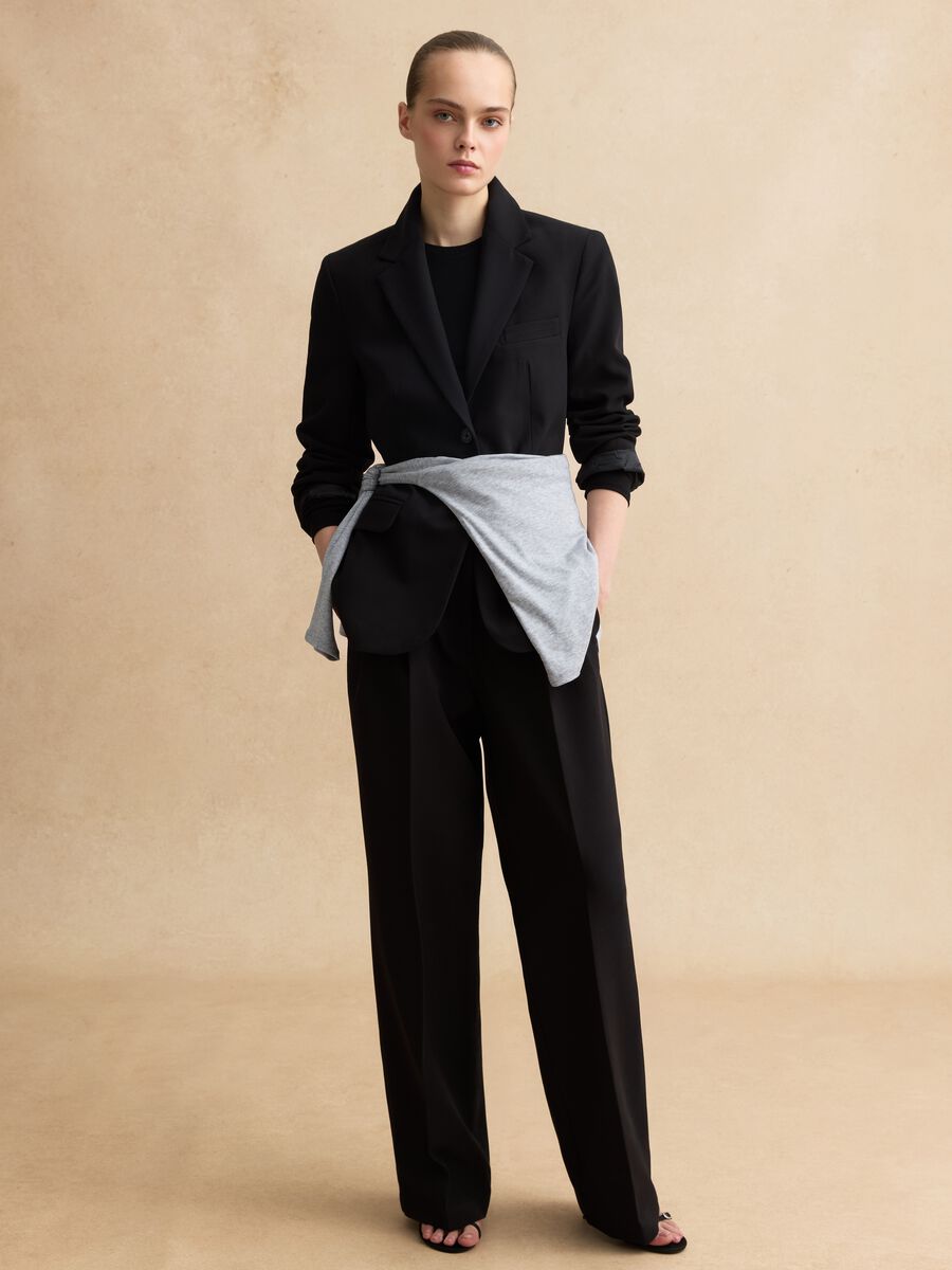 Black Viscose Blend Blazer Regular Fit_2