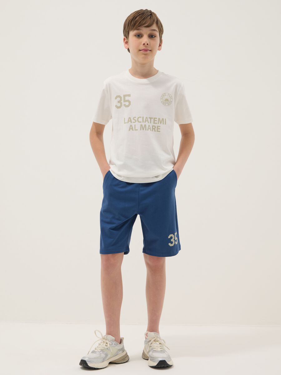 White pure cotton set with T-shirt and shorts_0