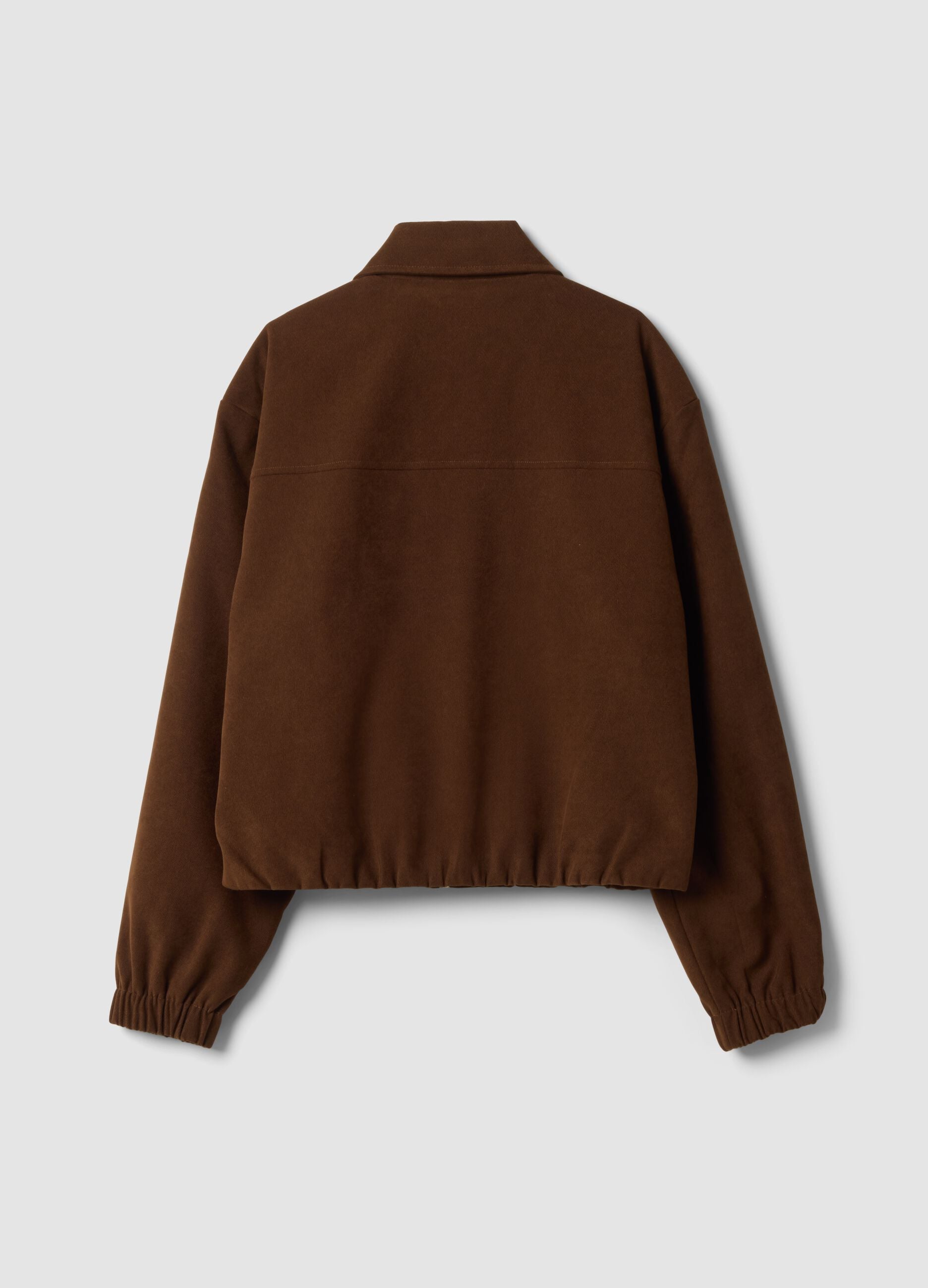 Brauner Stretch-Blazer mit Reissverschluss, Oversize-Fit