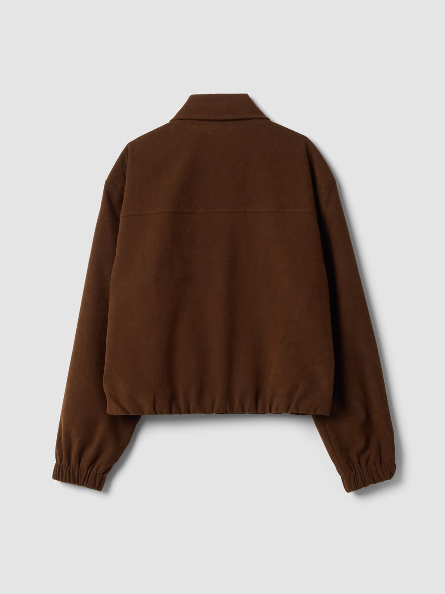 Brauner Stretch-Blazer mit Reissverschluss, Oversize-Fit_2
