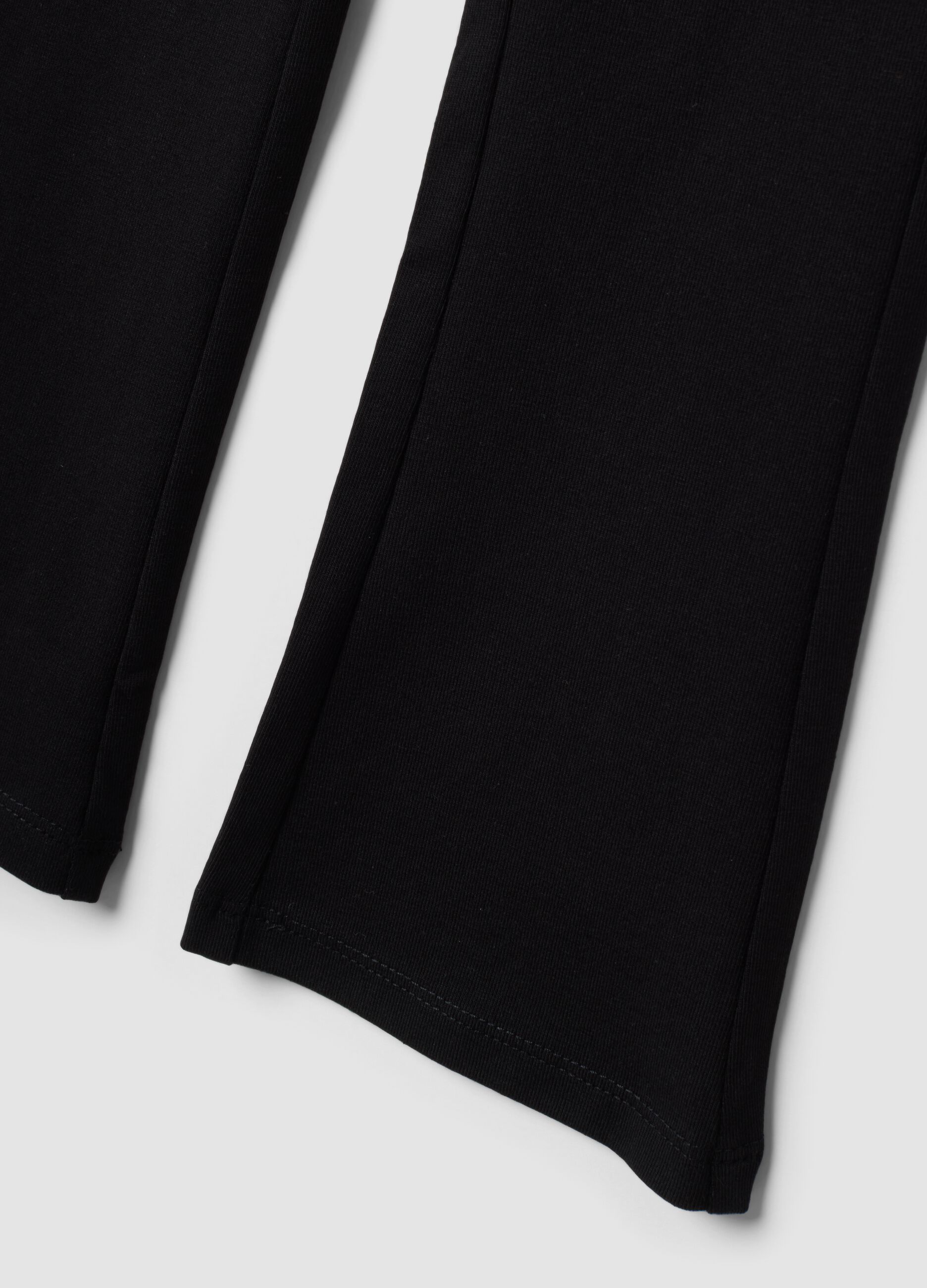Black flared stretch cotton leggings