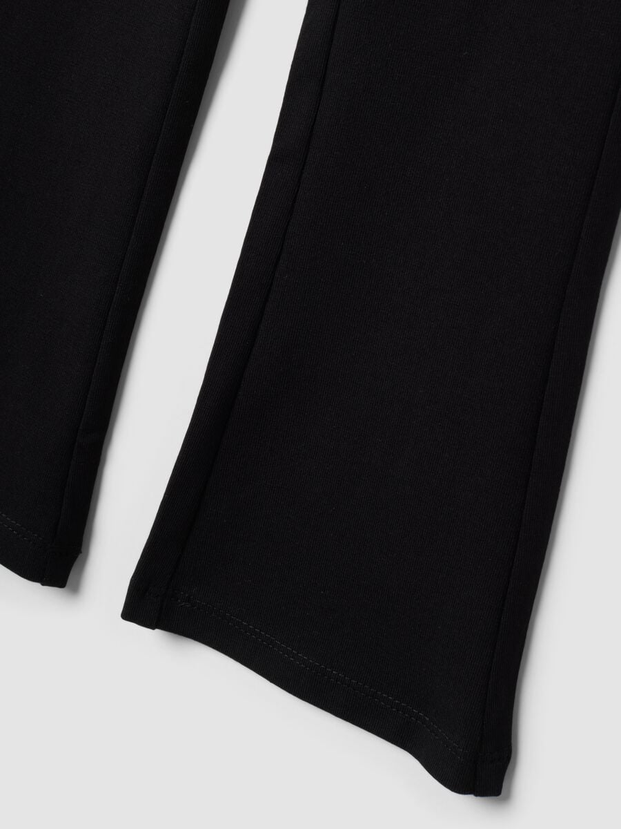 Black flared stretch cotton leggings_3