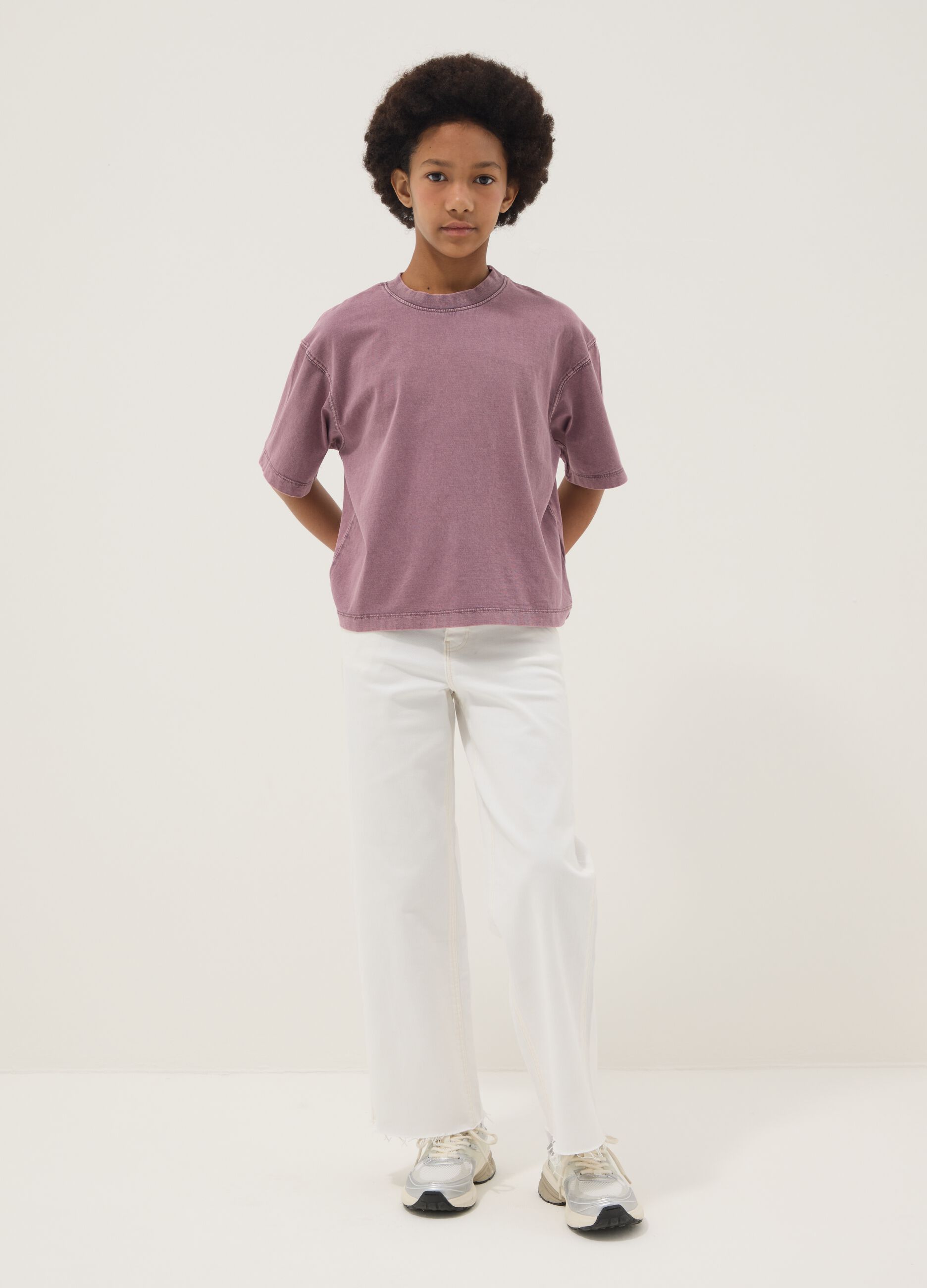 White Stretch Cotton Culotte Trousers for Girls