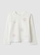 White pure organic cotton T-shirt with star print for girls_0