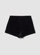 Black stretch velour slim-fit shorts with jewel embroidery_2