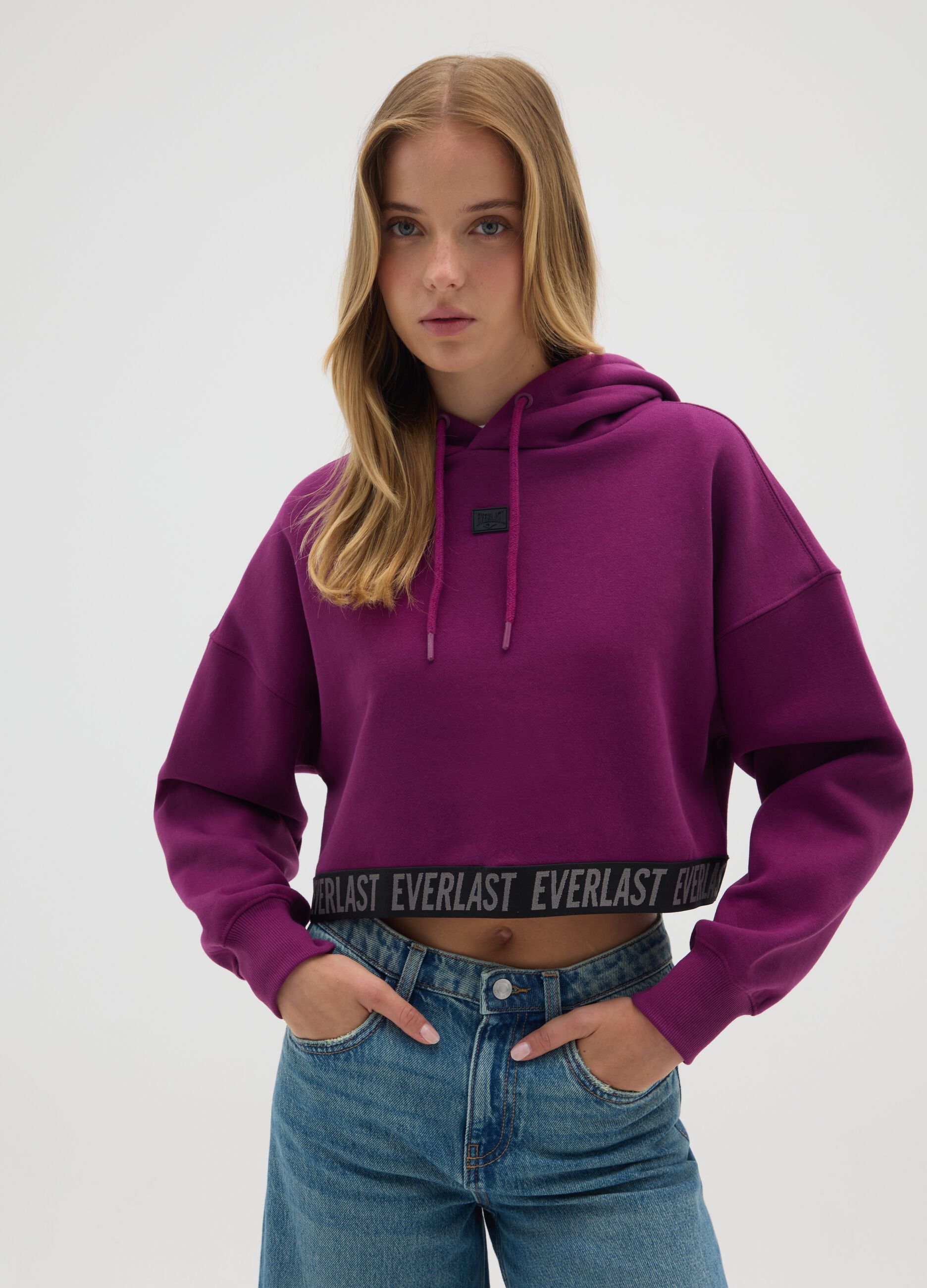 Lila Baumwollmischung Regular Fit Sweatshirt