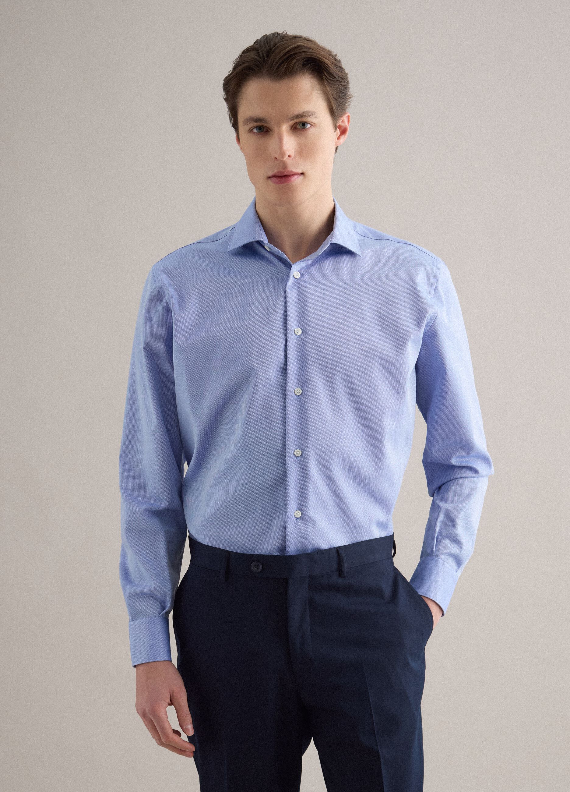 Hellblaue Regular Fit Baumwollhemd