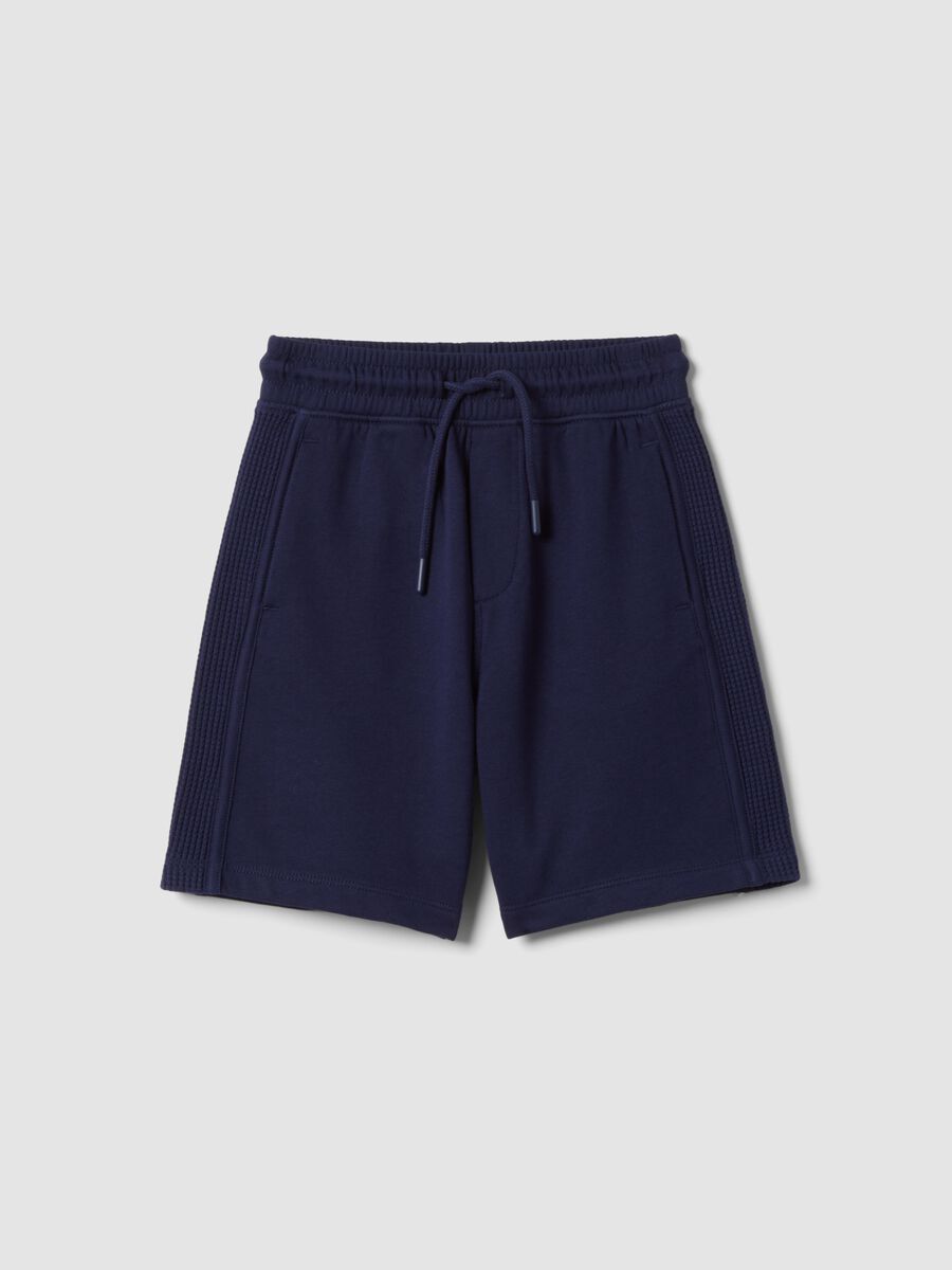 Blue pure cotton shorts with elasticated waistband_0