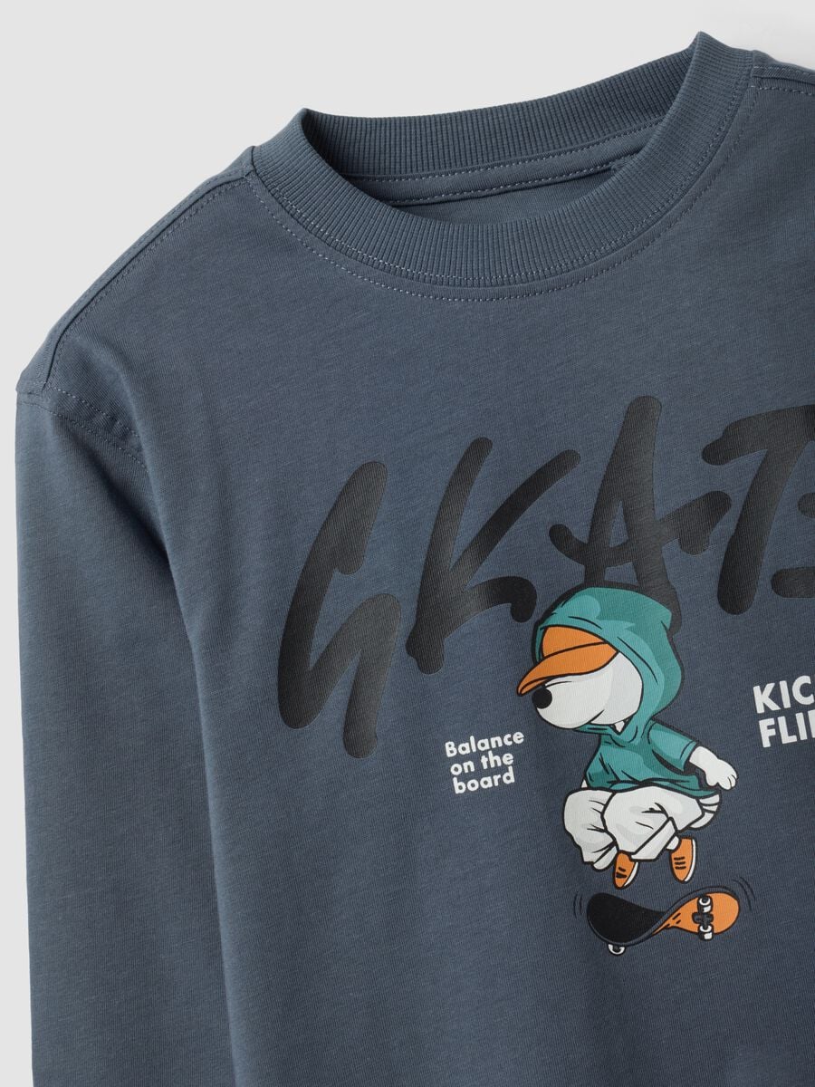Graues Oversize-T-Shirt aus reiner Baumwolle mit Skate-Print f&uuml;r Jungen_2